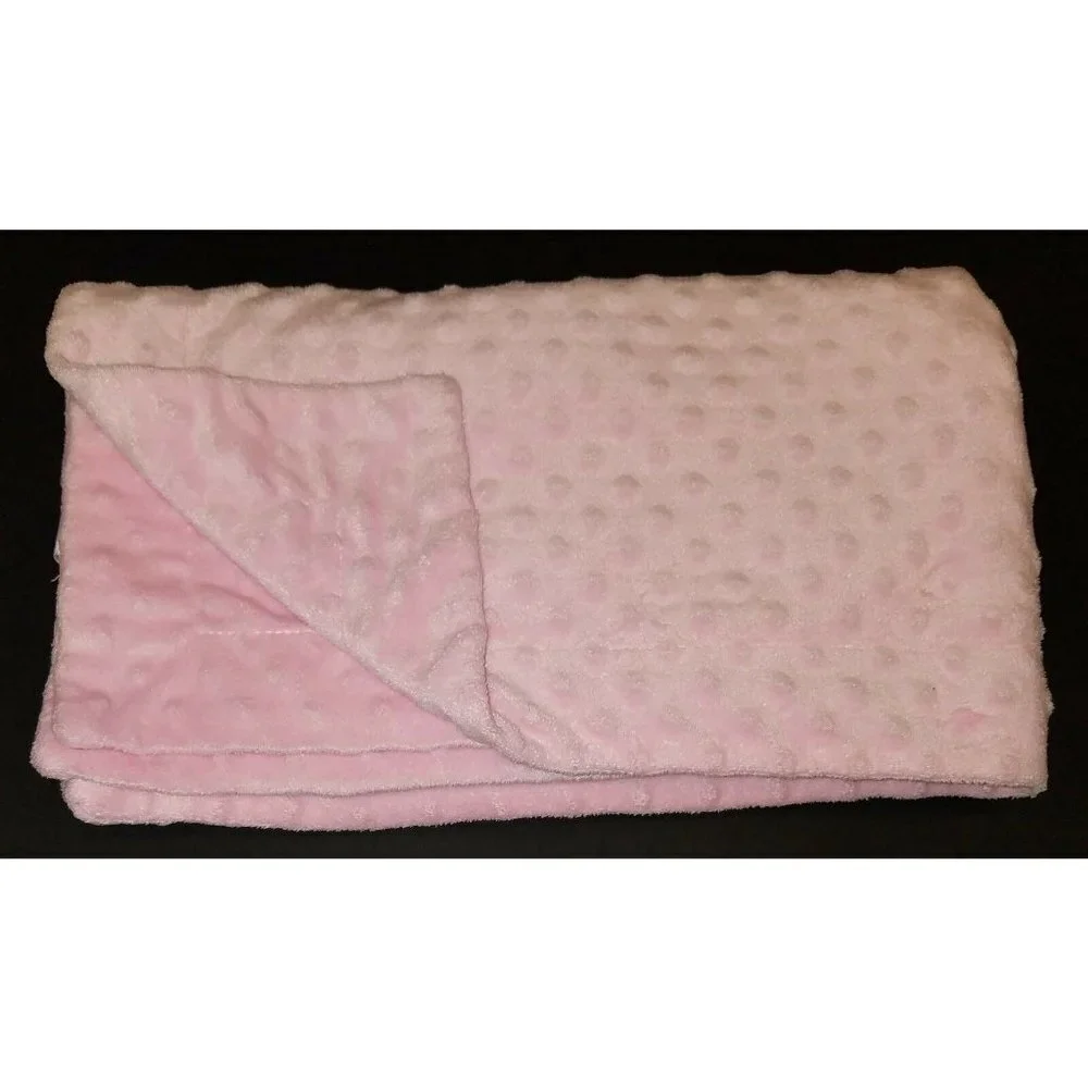 RN 109193 Solid Pink Minky Dots Fleece Security Blanket Lovey 30